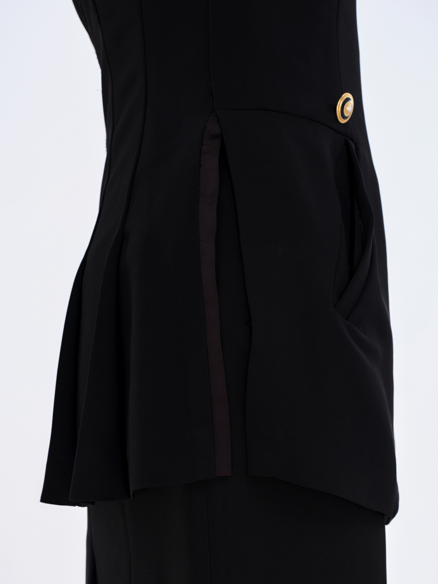The DAY Jacket — wool crepe — black / silk — black