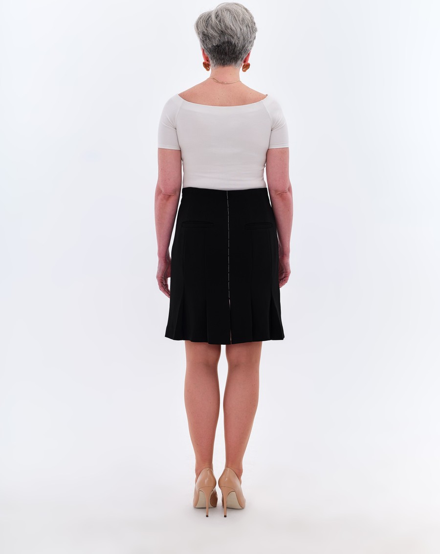 The DAY Skirt — wool crepe — black / silk — black