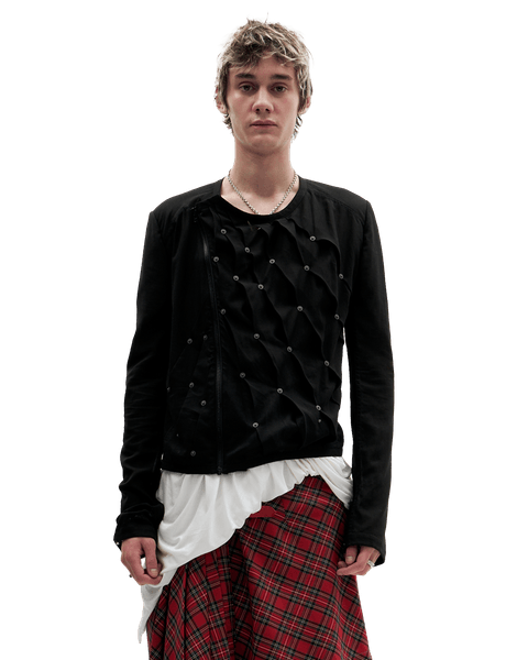 BLACK SHEER PLEATED JACKET