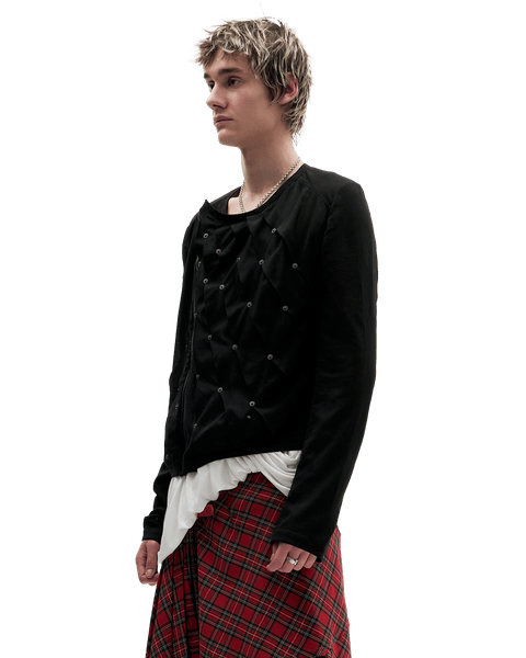 BLACK SHEER PLEATED JACKET