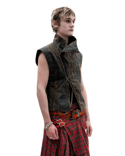 WAXED TARTAN VEST