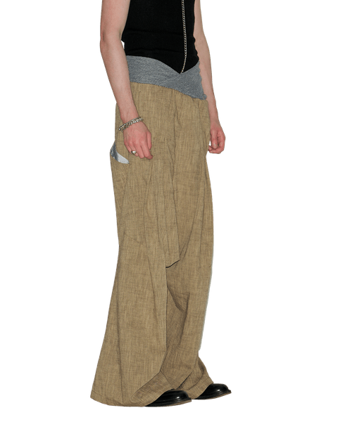 KHAKI DROP-CROTCH TROUSERS