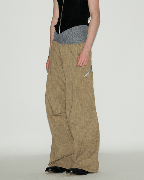 KHAKI DROP-CROTCH TROUSERS