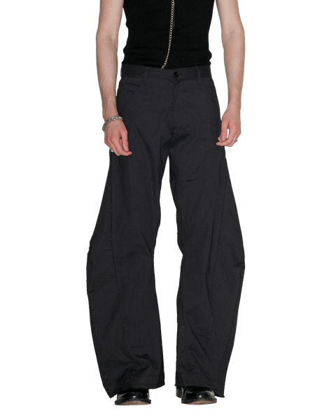 NAVY WIDE-LEG TROUSERS