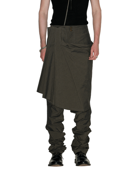 SLIM TROUSERS WITH DRAPED SKIRT