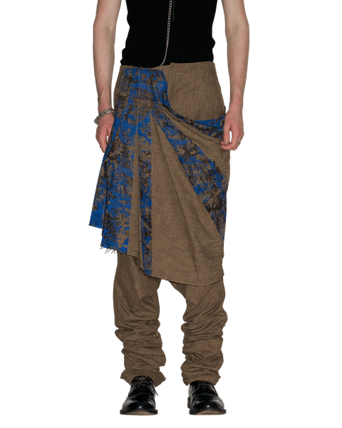 GRAPHIC TROUSERS WITH DRAPED SKIRT