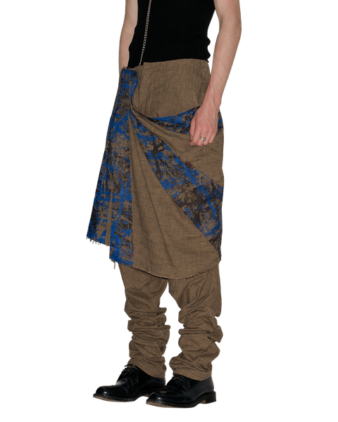 GRAPHIC TROUSERS WITH DRAPED SKIRT