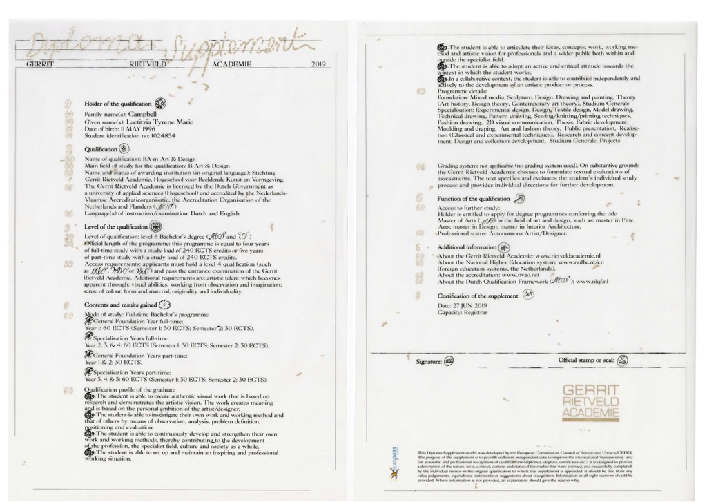 Design of the diplomas