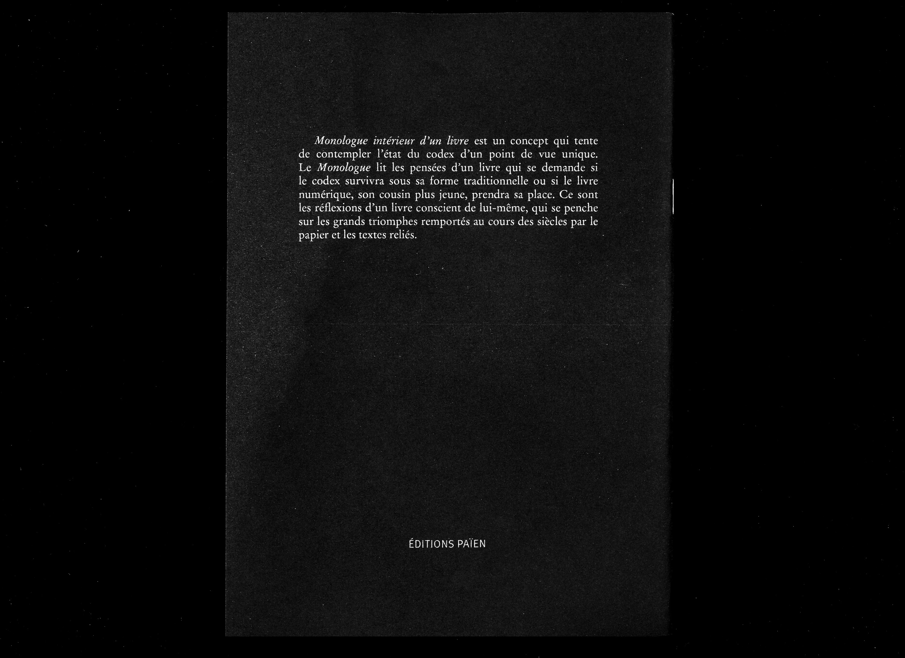 Monologue intérieur d'un livre