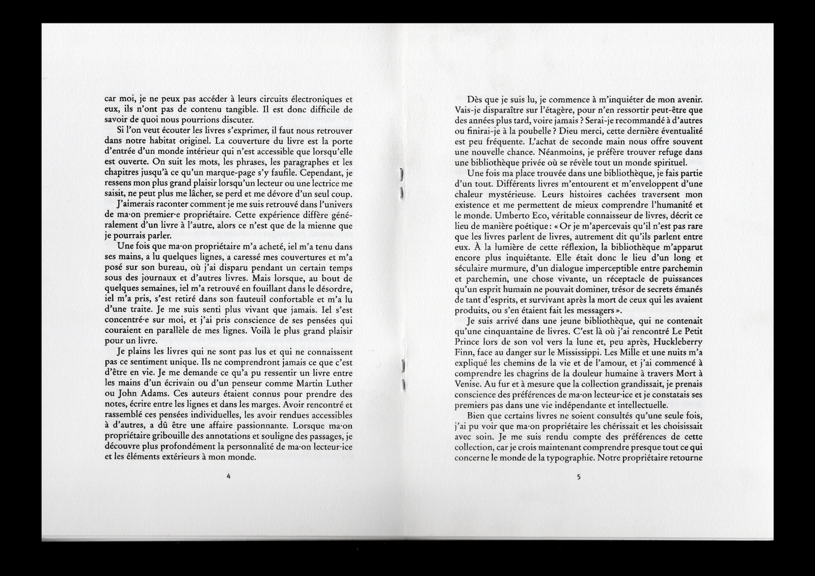 Monologue intérieur d'un livre