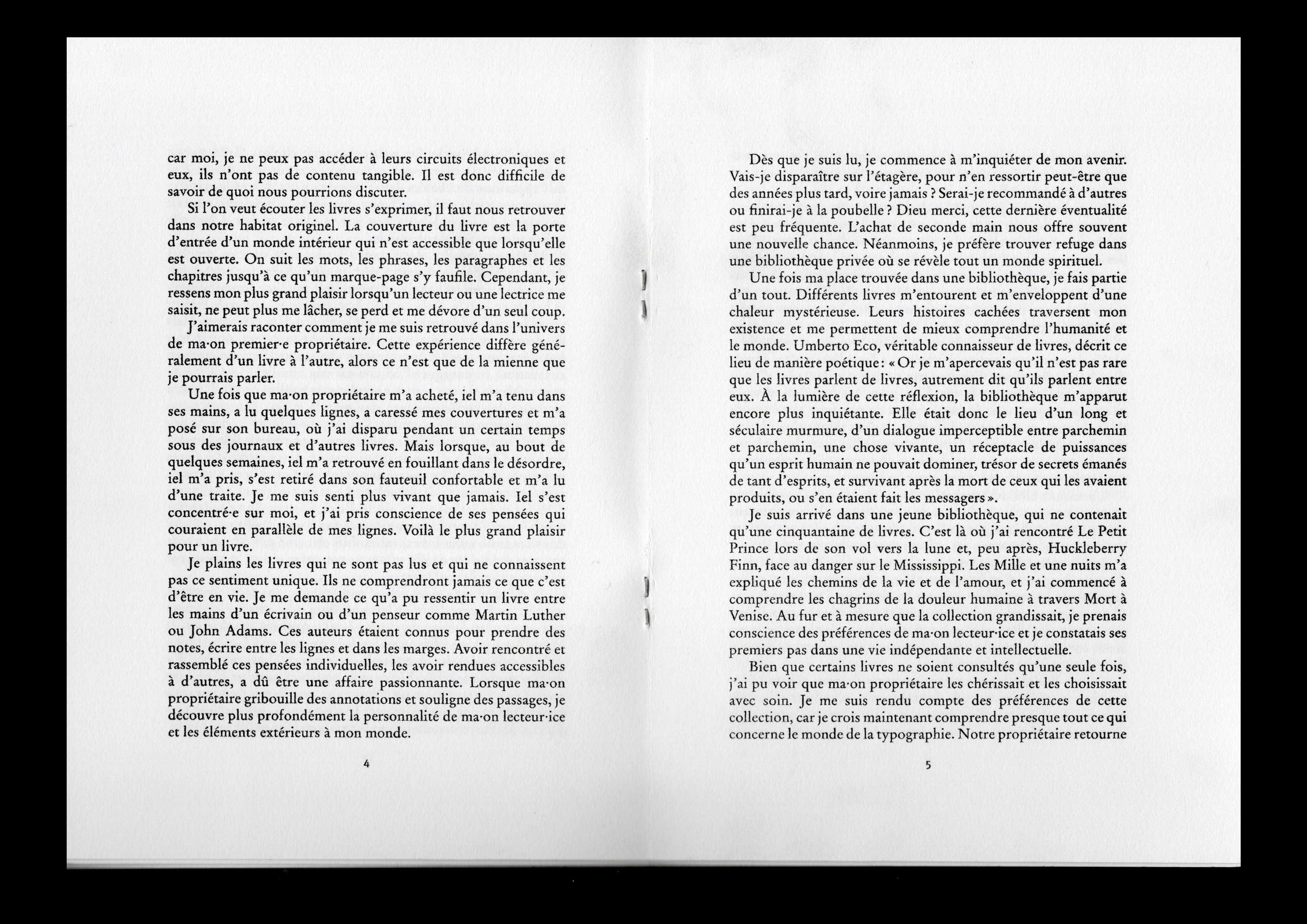 Monologue intérieur d'un livre